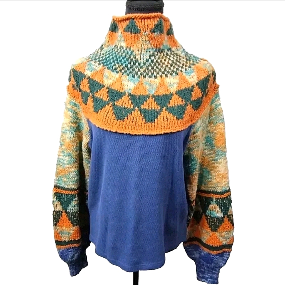 Free People Multicolor Cowl Neck Sweater